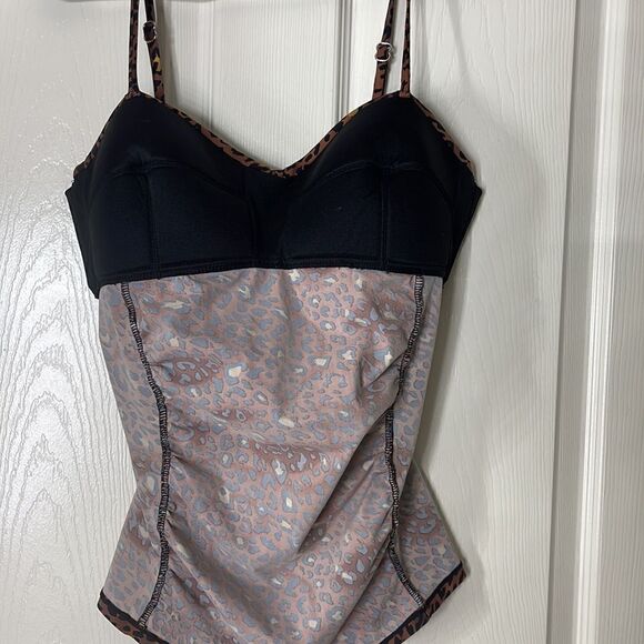 Assets by Spanx L Leopard Print Twist Bandeau Tankini Swim Top Shaping size L - Picture 6 of 6